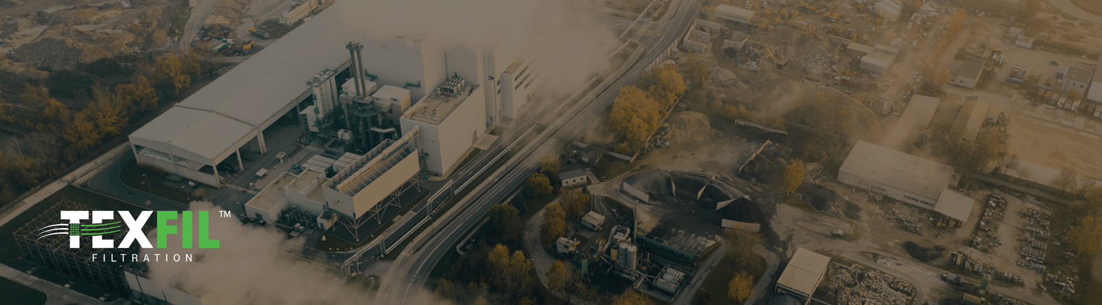 Aerial view of industrial filtration plant